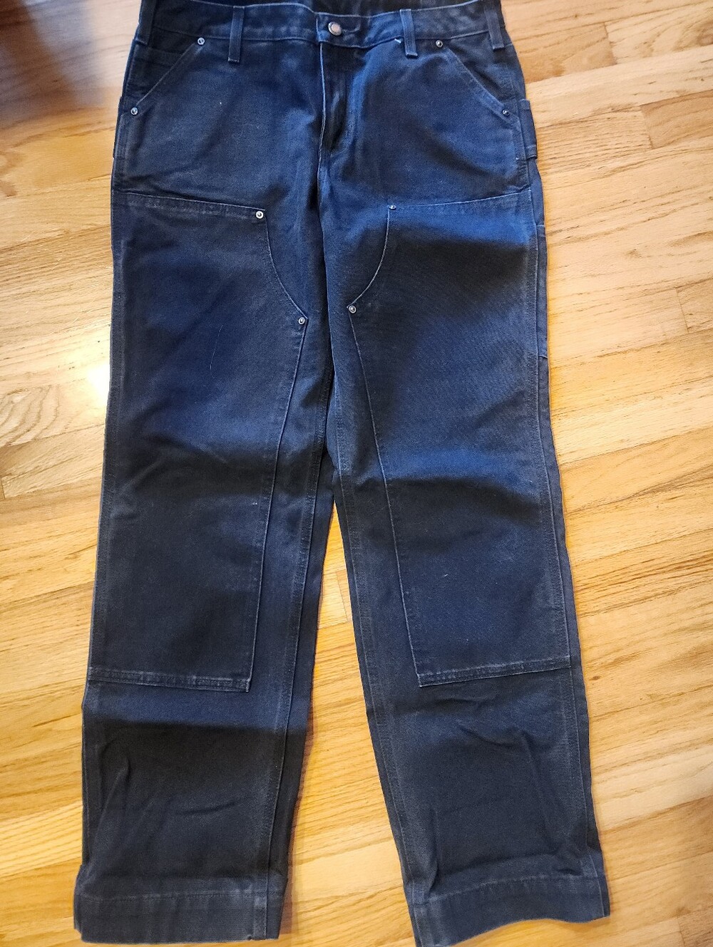 New Women Carhartt Black Double Knee Works Jeans 8 Reg